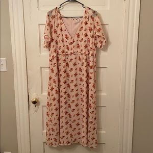 Madewell | Pink Floral Midi Dress Size 16